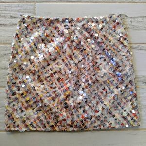 J Crew Collection Metallic Sequin Miniskirt Lined